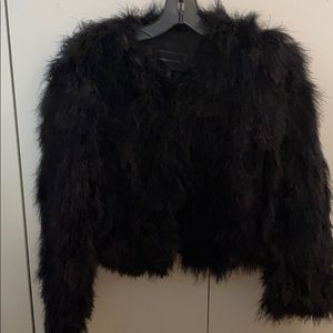 BCBG Max Azria Black Feather Jacket Coat